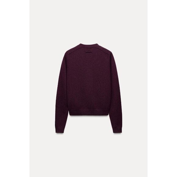 Zara Womens Sweater Medium M Purple V-Neck Wool Cardigan 2893/110 NWT - Picture 3 of 11